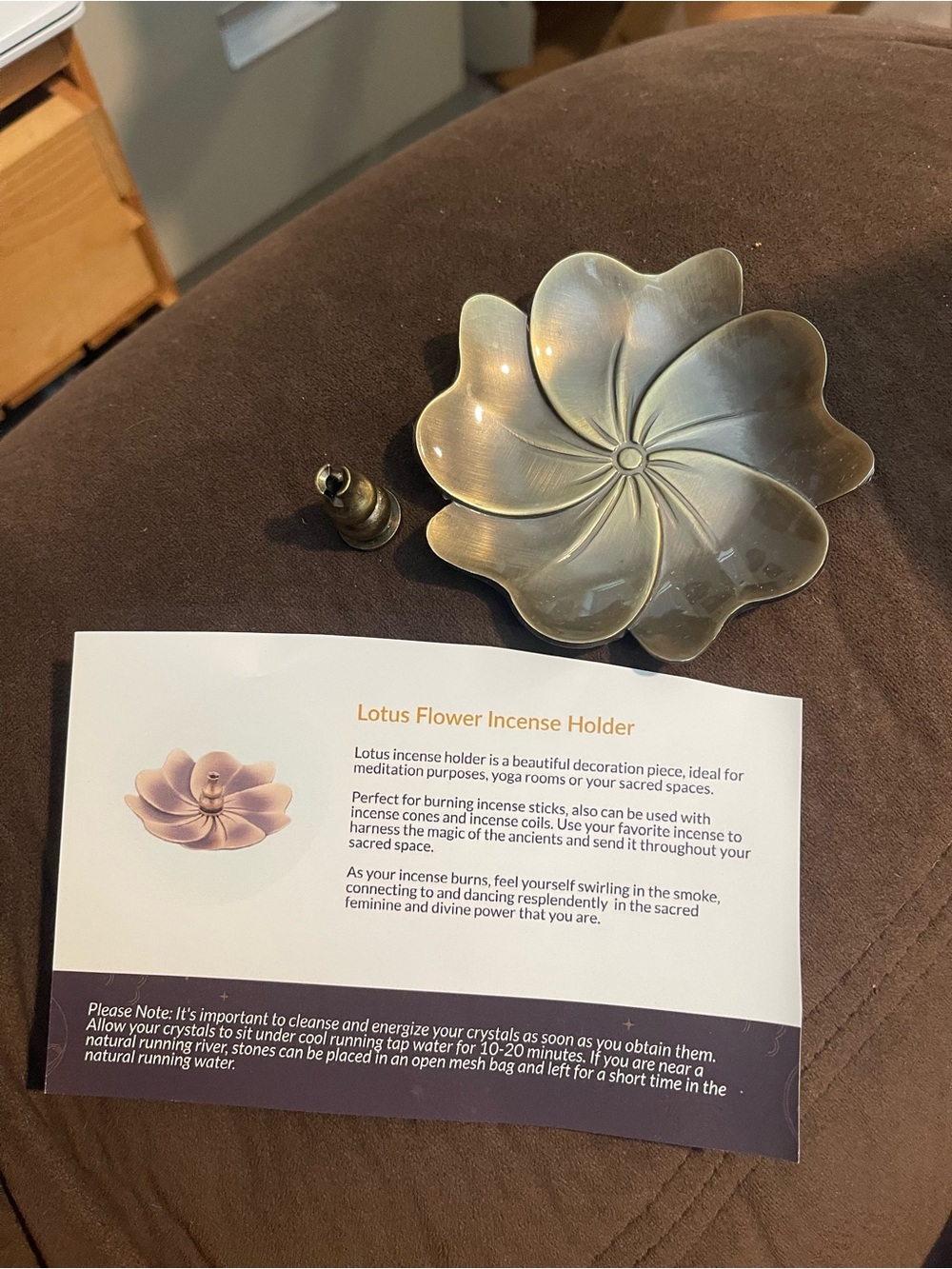 Lotus Flower Incense Holder - Brass Tone